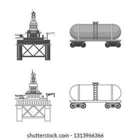 Isolated object of oil and gas icon. Collection of oil and petrol vector icon for stock.