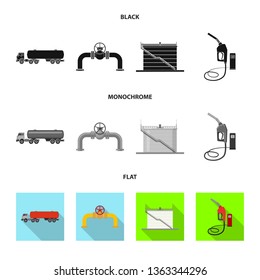 Isolated object of oil and gas icon. Collection of oil and petrol stock symbol for web.