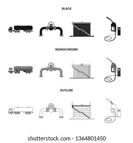 Isolated object of oil and gas icon. Collection of oil and petrol stock vector illustration.