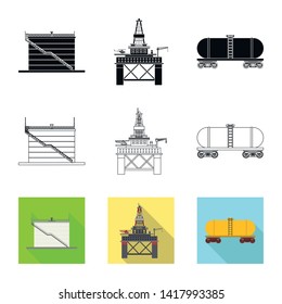 Isolated object of oil and gas icon. Collection of oil and petrol vector icon for stock.