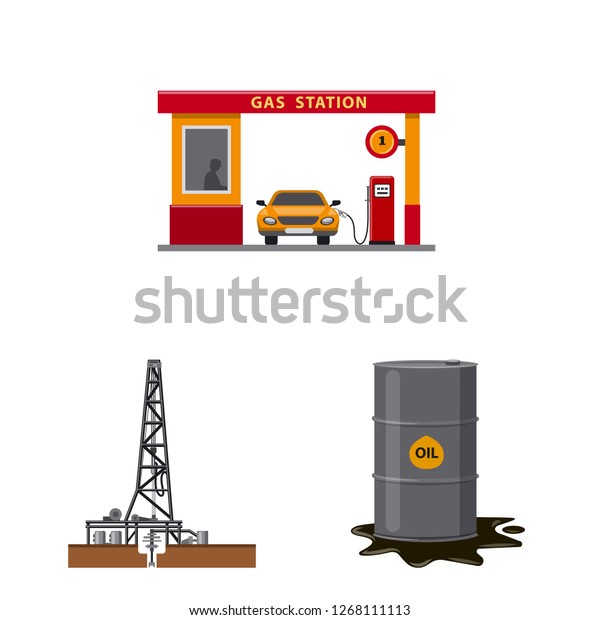 Isolated object of oil and gas icon. Set of\
oil and petrol stock vector\
illustration.