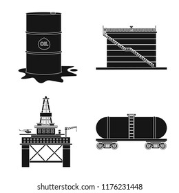 Isolated object of oil and gas logo. Set of oil and petrol vector icon for stock.