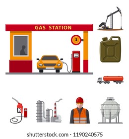 Isolated object of oil and gas logo. Set of oil and petrol stock vector illustration.