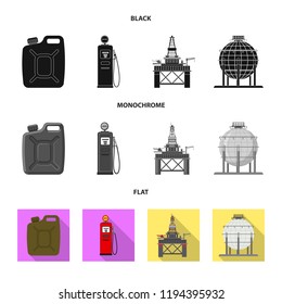 Isolated object of oil and gas logo. Collection of oil and petrol vector icon for stock.
