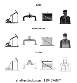 Isolated object of oil and gas logo. Set of oil and petrol vector icon for stock.