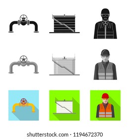 Isolated object of oil and gas logo. Collection of oil and petrol vector icon for stock.