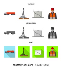 Isolated object of oil and gas logo. Collection of oil and petrol stock symbol for web.
