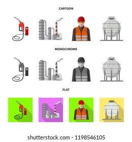 Isolated object of oil and gas logo. Set of oil and petrol vector icon for stock.