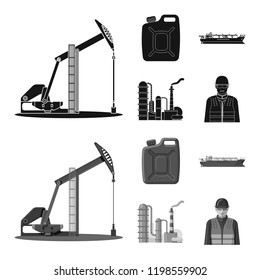 Isolated object of oil and gas logo. Collection of oil and petrol stock symbol for web.