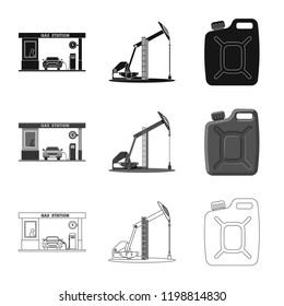 Isolated object of oil and gas logo. Set of oil and petrol stock vector illustration.
