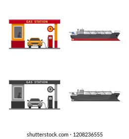 Isolated object of oil and gas logo. Set of oil and petrol vector icon for stock.