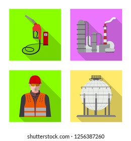 Isolated object of oil and gas logo. Collection of oil and petrol stock vector illustration.