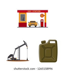 Isolated object of oil and gas logo. Collection of oil and petrol vector icon for stock.