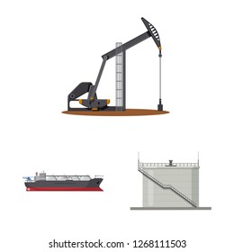 Isolated object of oil and gas logo. Set of oil and petrol stock symbol for web.