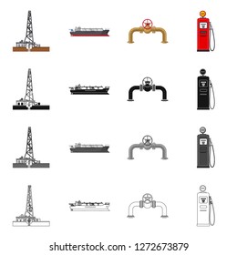 Isolated object of oil and gas logo. Collection of oil and petrol stock symbol for web.