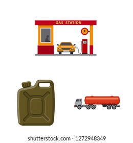 Isolated object of oil and gas logo. Collection of oil and petrol vector icon for stock.