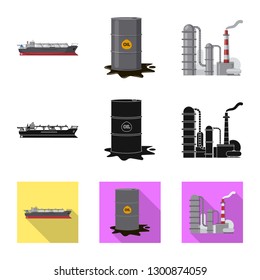 Isolated object of oil and gas logo. Set of oil and petrol vector icon for stock.