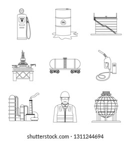 Isolated object of oil and gas logo. Set of oil and petrol stock symbol for web.