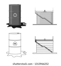 Isolated object of oil and gas logo. Collection of oil and petrol vector icon for stock.