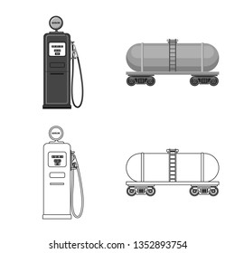 Isolated object of oil and gas logo. Collection of oil and petrol stock vector illustration.