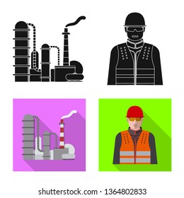 Isolated object of oil and gas logo. Set of oil and petrol vector icon for stock.