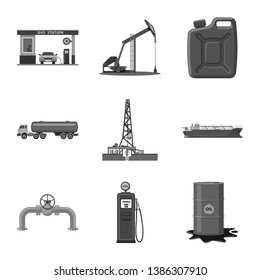 Isolated object of oil and gas logo. Set of oil and petrol stock symbol for web.