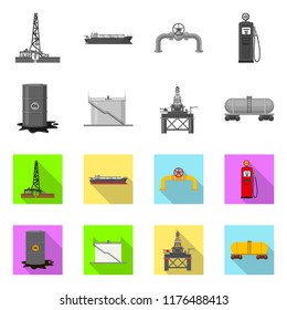 Isolated object of oil and gas sign. Collection of oil and petrol stock vector illustration.