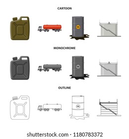 Isolated object of oil and gas sign. Set of oil and petrol stock vector illustration.