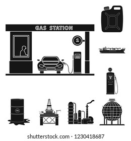 Isolated object of oil and gas sign. Collection of oil and petrol stock symbol for web.