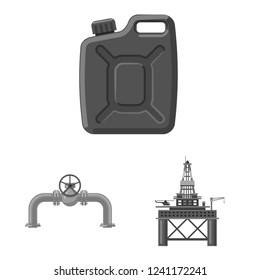 Isolated object of oil and gas sign. Set of oil and petrol vector icon for stock.