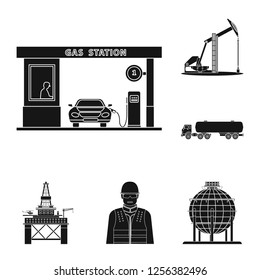 Isolated object of oil and gas sign. Set of oil and petrol stock symbol for web.