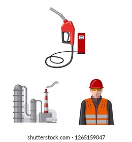 Isolated object of oil and gas sign. Set of oil and petrol stock symbol for web.