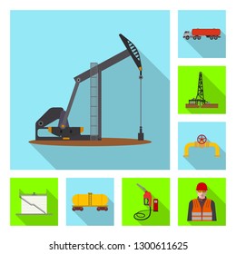 Isolated object of oil and gas sign. Set of oil and petrol stock symbol for web.
