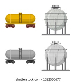 Isolated object of oil and gas sign. Set of oil and petrol stock vector illustration.