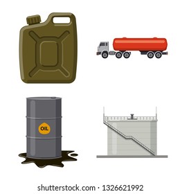 Isolated object of oil and gas sign. Set of oil and petrol stock vector illustration.