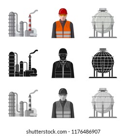 Isolated object of oil and gas symbol. Collection of oil and petrol vector icon for stock.