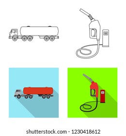 Isolated object of oil and gas symbol. Collection of oil and petrol stock vector illustration.