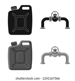 Isolated object of oil and gas symbol. Set of oil and petrol vector icon for stock.