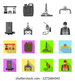 Isolated object of oil and gas symbol. Collection of oil and petrol stock vector illustration.