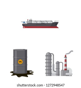 Isolated object of oil and gas symbol. Collection of oil and petrol vector icon for stock.