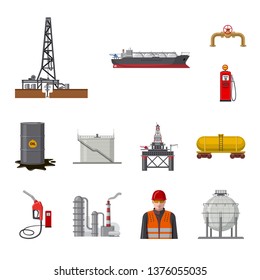 Isolated object of oil and gas symbol. Set of oil and petrol stock symbol for web.