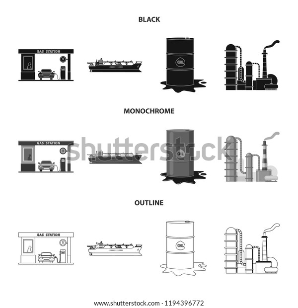 Isolated object of oil and gas\
symbol. Collection of oil and petrol stock vector\
illustration.