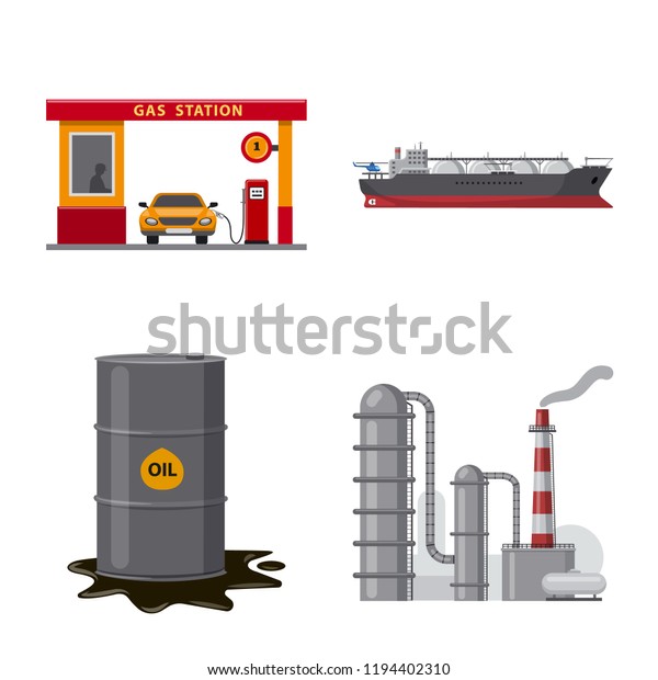 Isolated object of oil and gas symbol. Set of oil\
and petrol vector icon for\
stock.