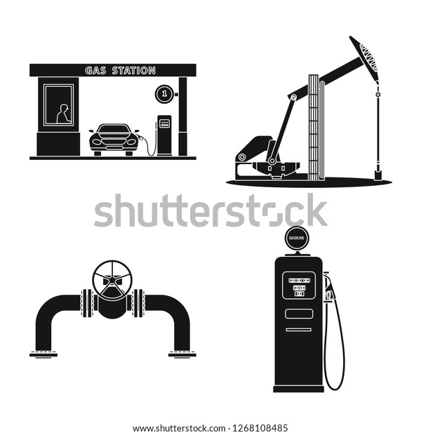 Isolated object of oil and gas symbol. Set\
of oil and petrol stock vector\
illustration.