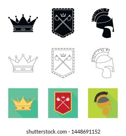 Isolated object of old and culture sign. Collection of old and renaissance stock vector illustration.