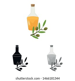 Isolated object of olive and oil icon. Collection of olive and bottle vector icon for stock.