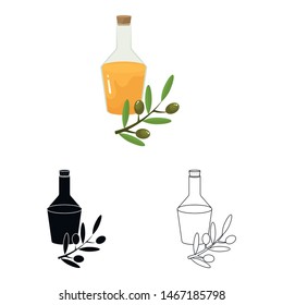 Isolated object of olive oil symbol. Collection of olive and bottle vector icon for stock.