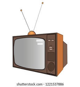 isolated object on white background. Electronic equipment, old TV. Imitation of comics style. Vector illustration