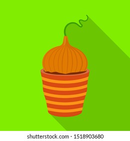 Isolated object of onion and pot logo. Web element of onion and fresh vector icon for stock.