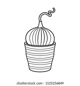 Isolated object of onion and pot logo. Graphic of onion and fresh stock symbol for web.